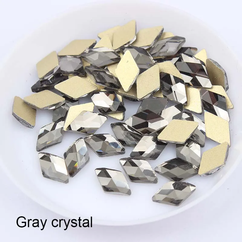 Gray Новая распродажа, корейская мода, комплект 3D ногтей Стразы ромб 6X10 мм Flatback хрустальные камни, ручная работа, для художественного оформления ногтей - Цвет: Gray