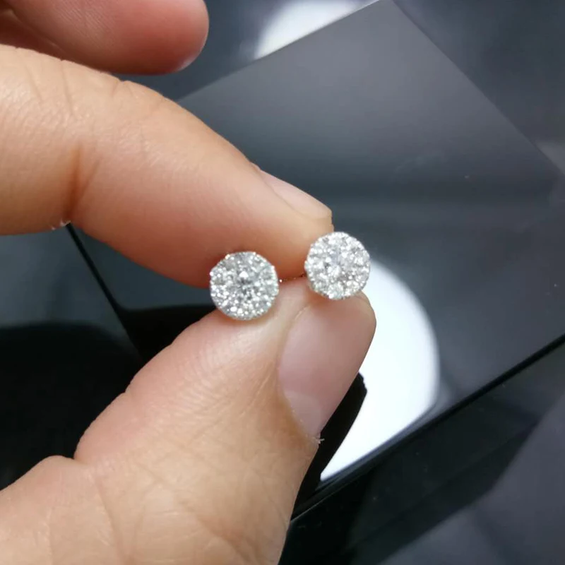BAIHE Solid 18 K Белое Золото 0.16CT H/SI круглые натуральные бриллианты Свадебные модные ювелирные изделия Элегантные уникальные серьги-гвоздики