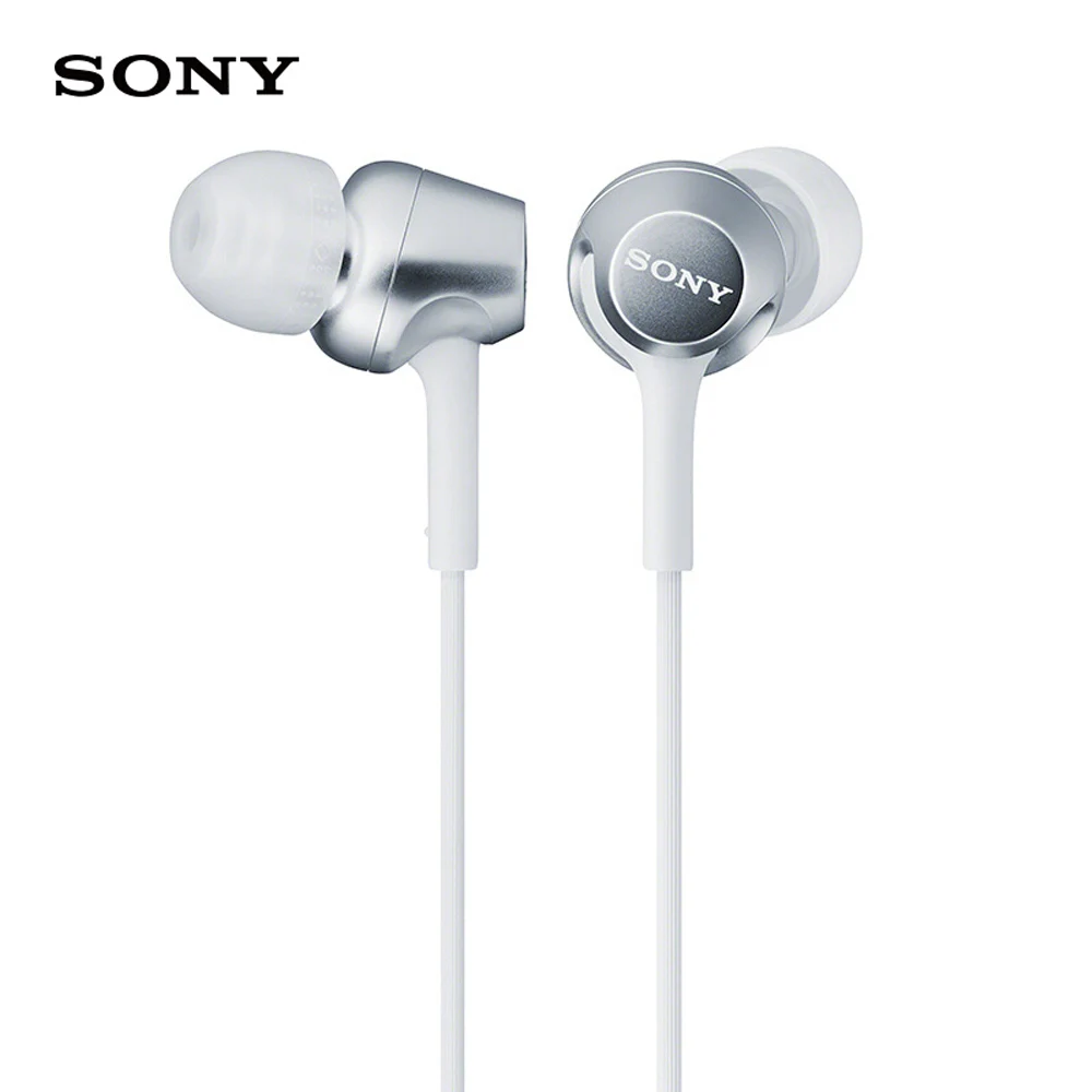 white SONY MDR-EX255AP наушники 3,5 мм проводные наушники музыкальные наушники гарнитура Hands-free линейный контроль наушники с микрофоном - Цвет: white