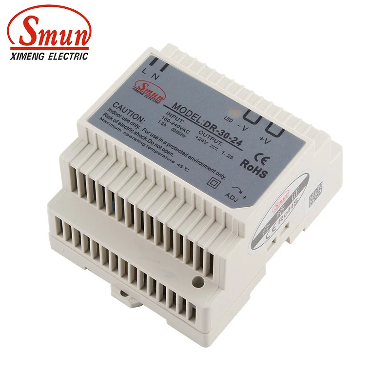 SMUN DR 30 24 Вт В 1 2 А одинарный выход импульсный источник питания на Din рейке|power supply