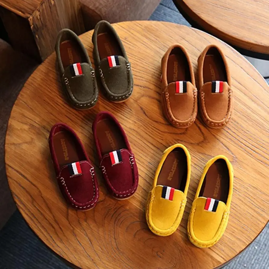 Детская однотонная кожаная повседневная обувь для маленьких мальчиков и девочек