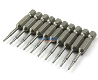 10 pieces magnetic security torx screwdriver bit s2 steel 14 hex shank 50mm long t6 tip 50mm x t6