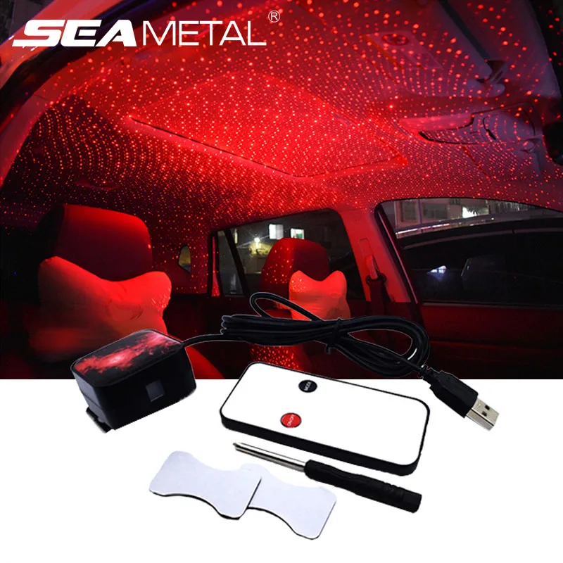 Автомобильный атмосферный светильник в виде звезды цветная музыкальная