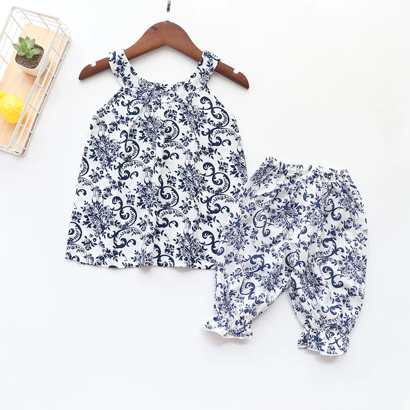 Коллекция 2019 года комплект летней одежды для девочек топы без рукавов малышей