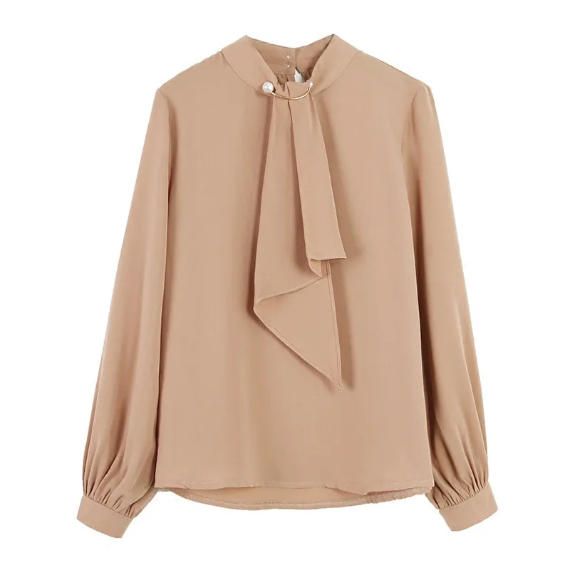 Женская шифоновая блузка с длинным рукавом элегантная приталенная