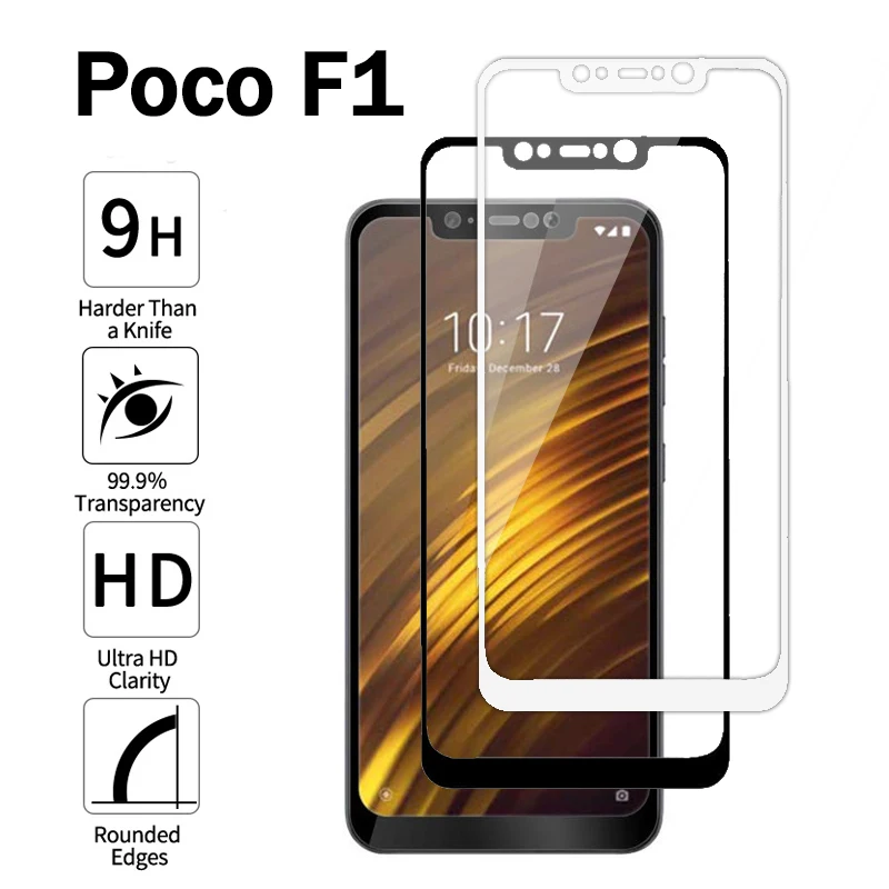 Закаленное стекло с полным покрытием 9H 2.5D для Xiaomi Pocophone F1 Премиум Защита экрана