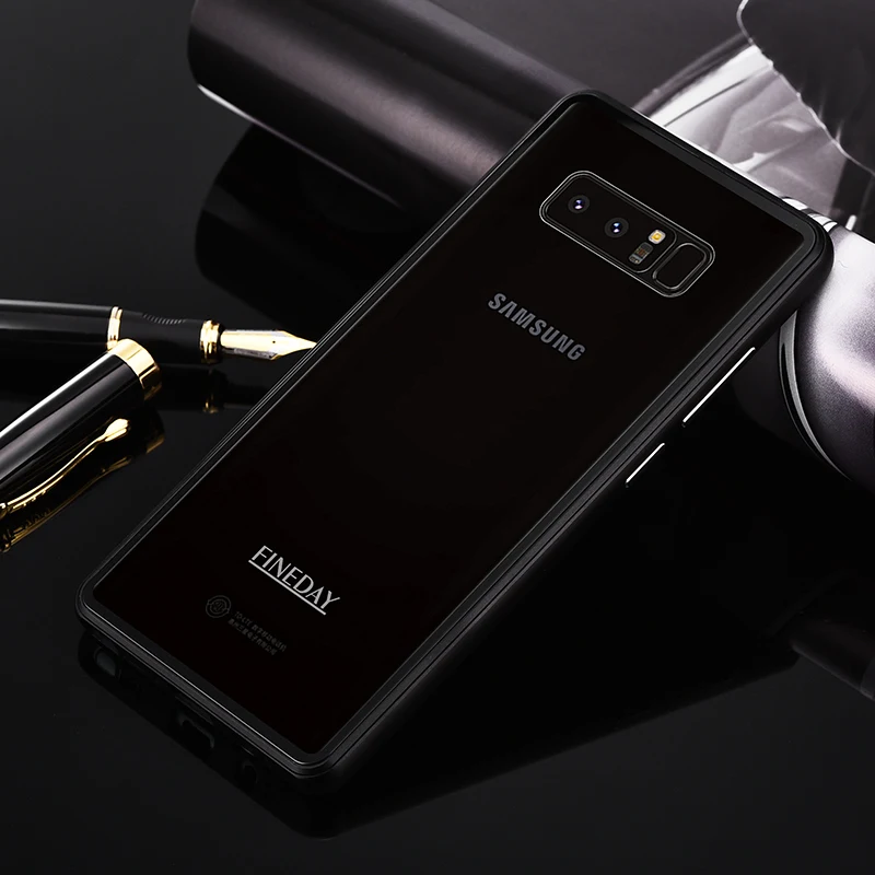 Для samsung Galaxy Note 8 чехол Роскошный 9H твердость прозрачное закаленное стекло крышка+ Алюминиевый металлический бампер набор чехол для телефона s Note8