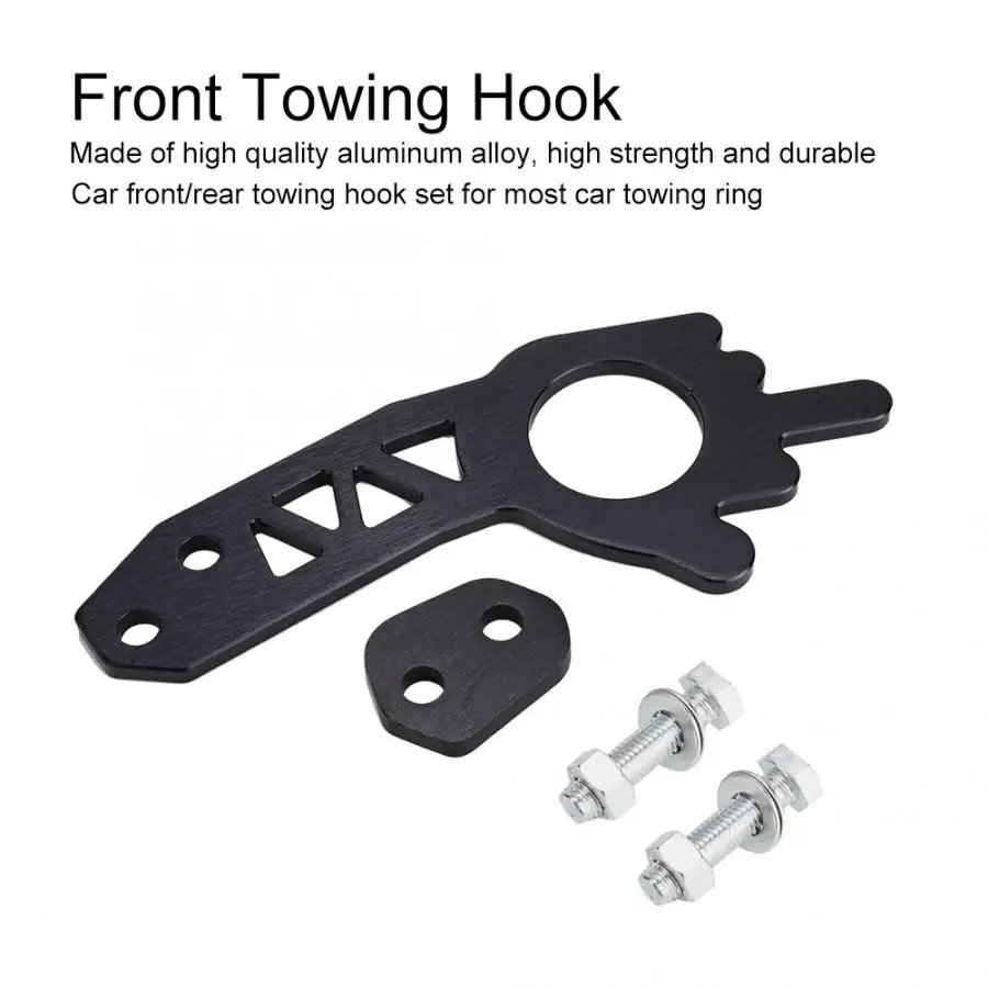 Car Universal Front / Rear Towing Hook Set Fit for Most Car Towing Ring Black Front Towing Hook Car Accessories
