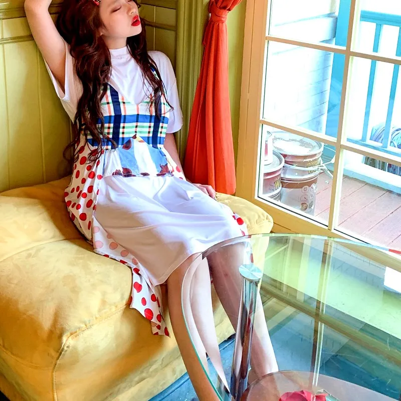 2 шт новые летние свободные женские длинные белые футболки Платья и без бретелек