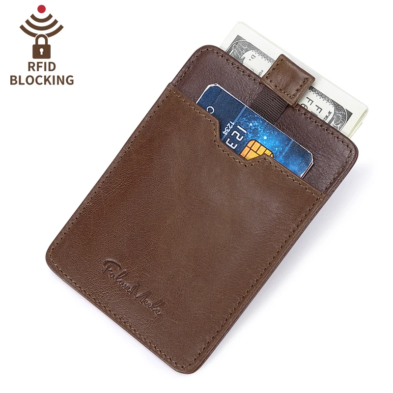 Falan Mule RFID Кожаный Бумажник анти супер тонкие карты Чехол верхний слой яловая