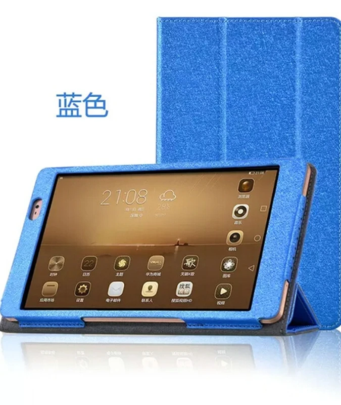 Роскошный шелковый зерна Folio Stand кожаный чехол Smart Cover для MediaPad Media Pad M2 8,0 M2-801 801 802+ 1x Ясно экран протектор