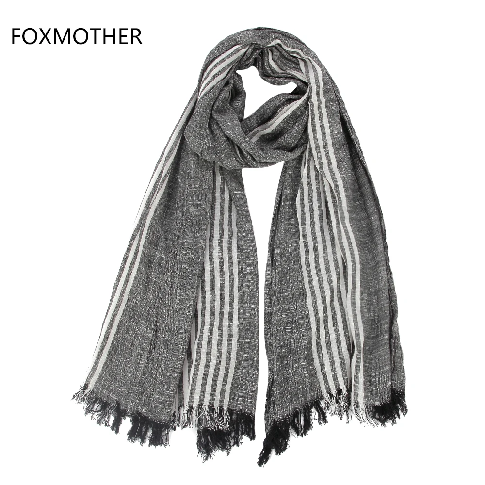 FOXMOTHER бренд осень зима мягкий хлопок Черный Белый Бордовый Полосатый Шарфы мужские