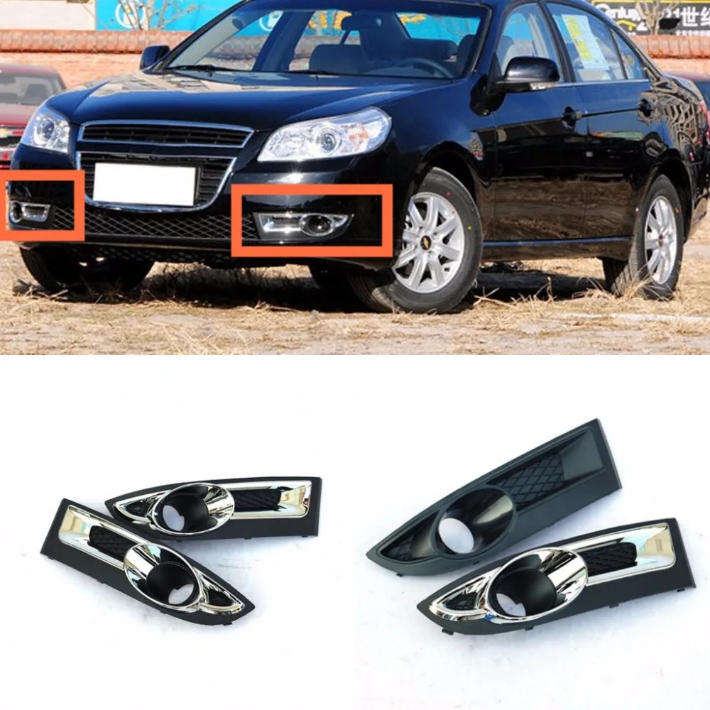 

JanDeNing 2pcs Kit Car New Black Front Left + Right Bumper Fog Light Lamp Cover Grille Fit for Chevrolet Epica 2010-2012