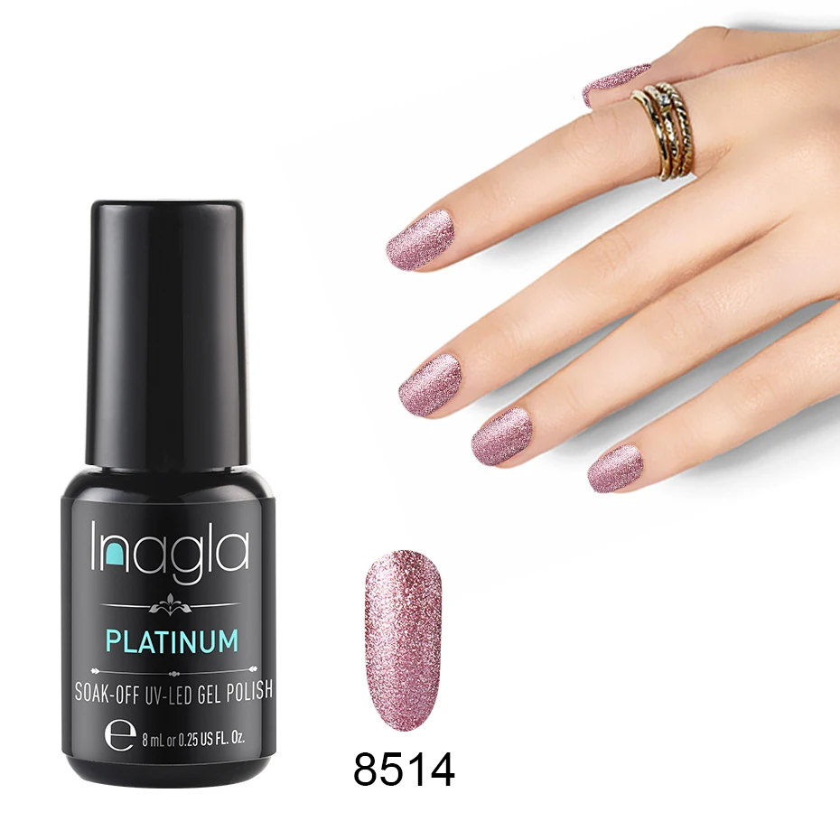 Inagla 8ml Platinum Nail Art Stamping Polish Diamond Soak Off UV LED Gel Shining Glitter Sequin Starry Lacquer | Красота и здоровье