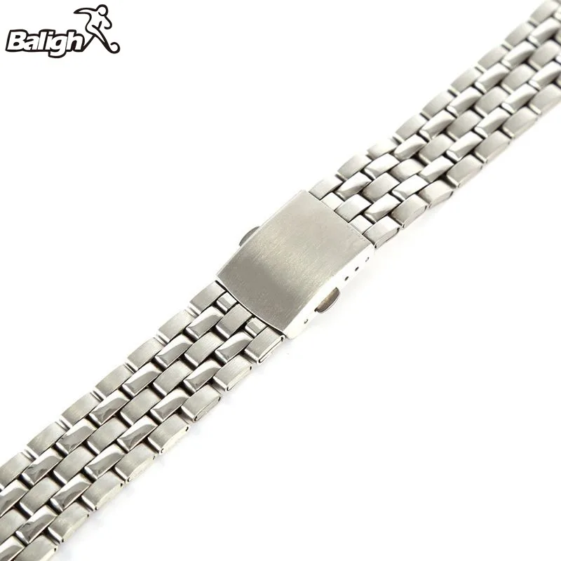 

Stainless Steel Metal Strap Silver Watch Band Unisex Bracelet 18 20 22mm Watch Band Double Fold Deployment Clasp Watch Buckle