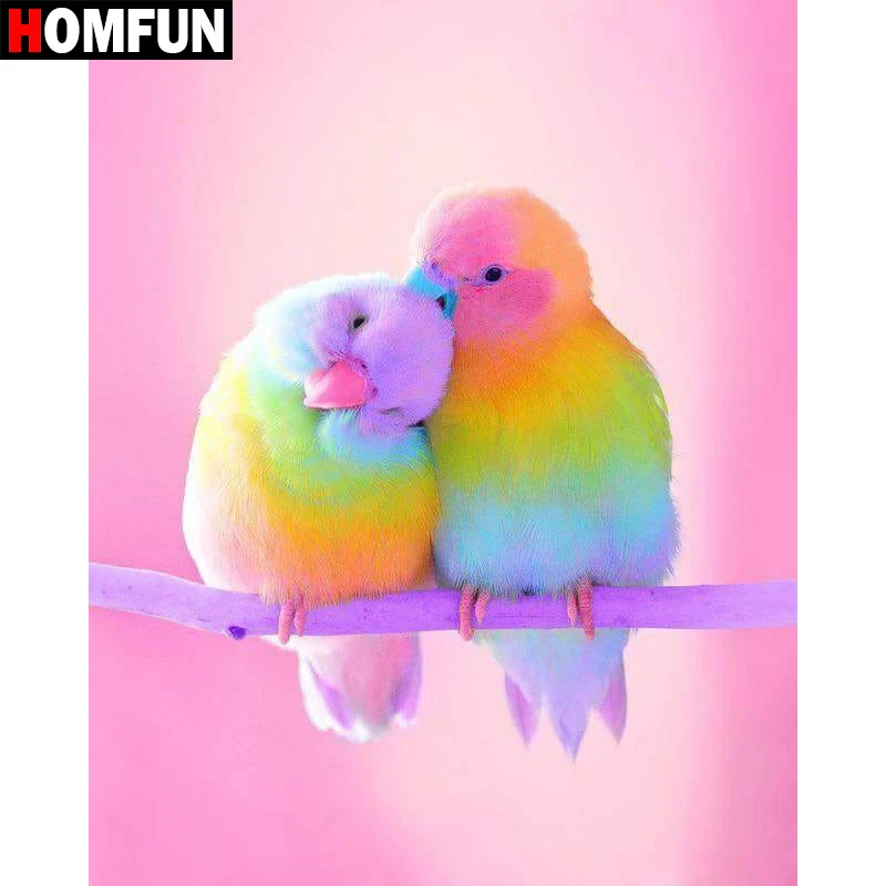 Картина для алмазной вышивки HOMFUN A10314 алмазная 5D Вышивка Цветная птица любовь