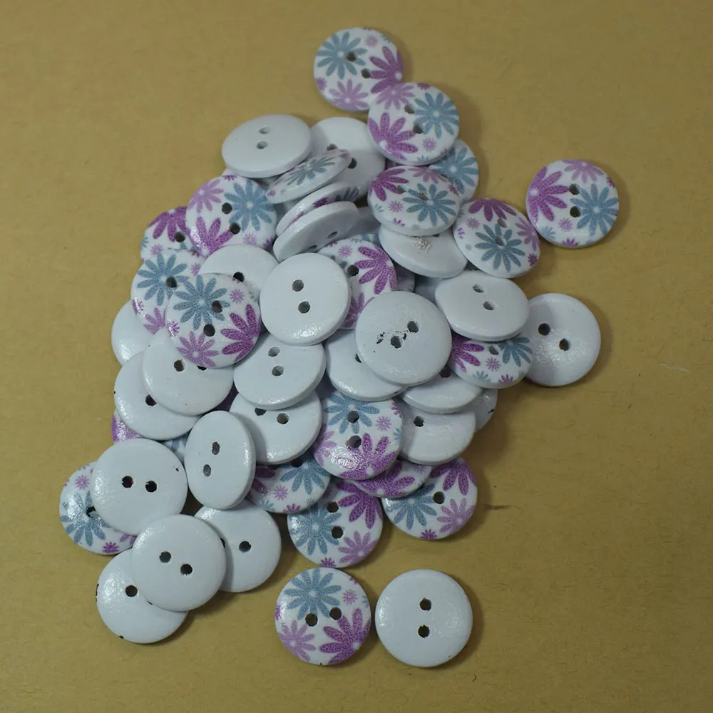 50PCS New Flower 2-Holes Wooden Buttons Sewing Button Wood Craft Scrapbooking Clothing Accessories DIY 15MM | Дом и сад