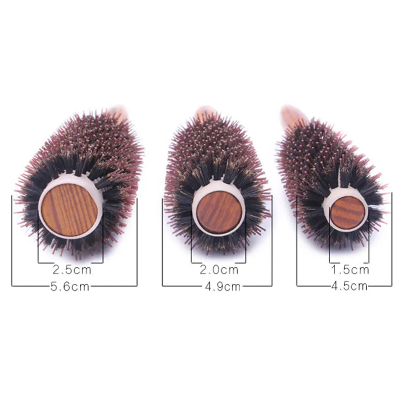 

IRUI 1pc Portable Wood Handle Natural Boar Bristle Hair Brush Professional Rolling Comb Beauty Salon Hairdressing Barber Tools
