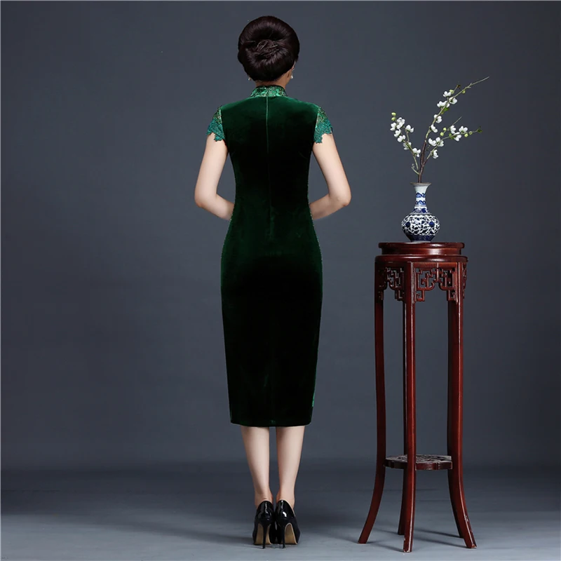 Женское длинное платье с бусинами Дизайнерское велюровое большого размера 4XL в