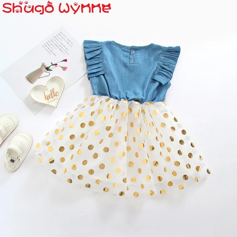 Летние детские джинсы из джинсовой ткани для девочек праздничное платье пачка