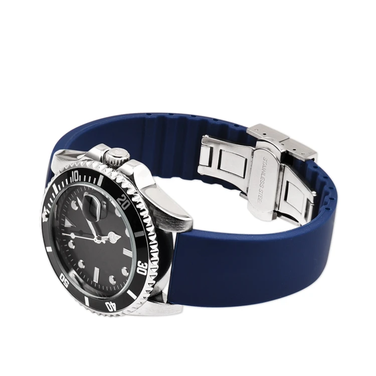 Quick Release Butterfly Buckle Silicone Rubber Watchband Universal Watch Band Sports Strap Wrist Bracelet 14 16 18  20 22mm