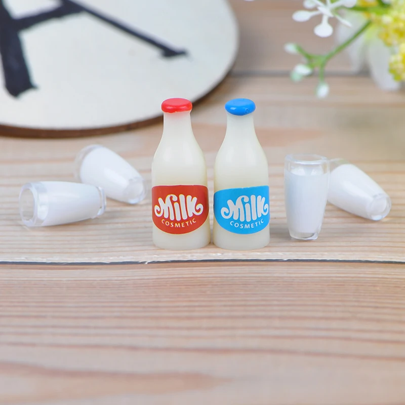 Новые 2 шт бутылки молока + 4 чашки 1:12 для завтрака миниатюрная еда кукольного