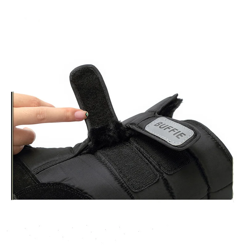 OUKAHUI Unisex 36-47 Plus Size Snow Boots Men Winter Shoes Waterproof Non-Slip Solid Color Black Thicken Warm Mid-Calf Boots