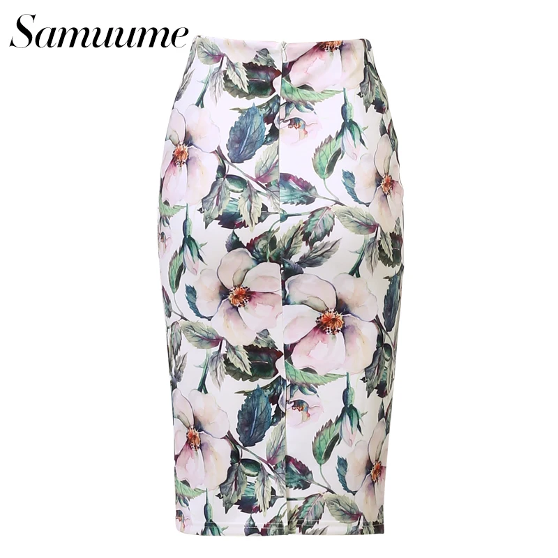 Samume 2018 Новое поступление для женщин Мода цветочный принт миди юбка леди трубки