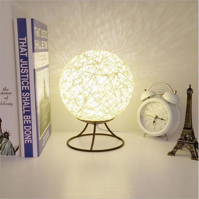 Шаровая пеньковая Шарообразная Светодиодная лампа из ротанга ночник