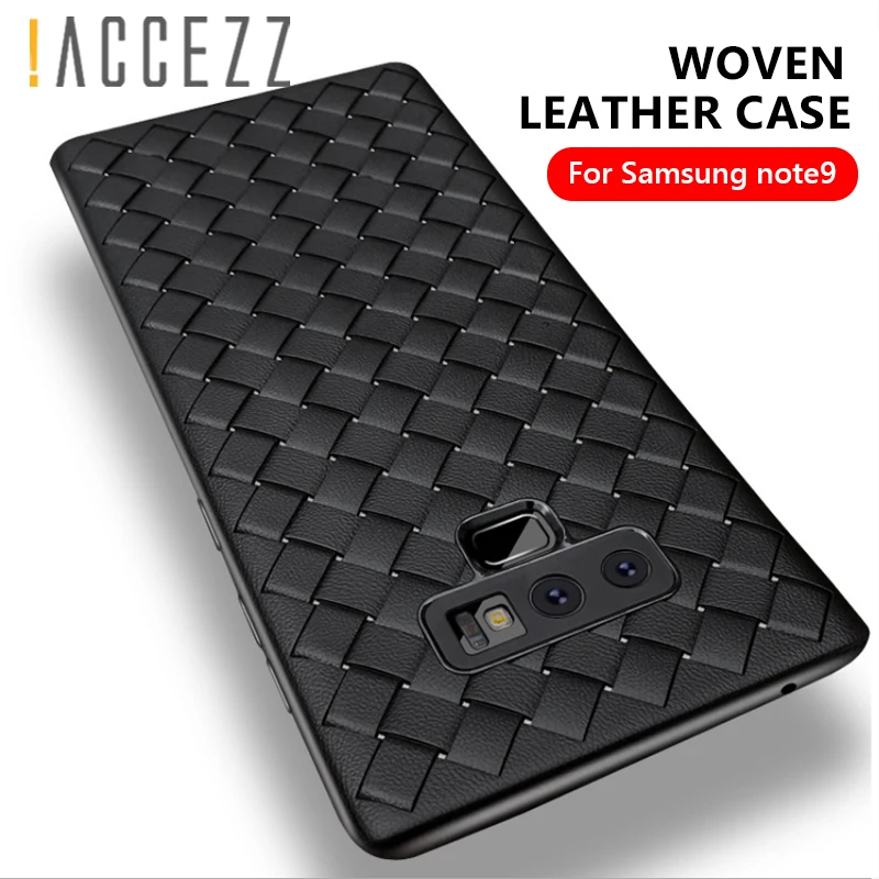 !ACCEZZ Luxury Business Phone Case Shell For Samsung Galaxy Note 9 Soft Grid Weaving Full Protection Back Cover Funda Capa Coque |