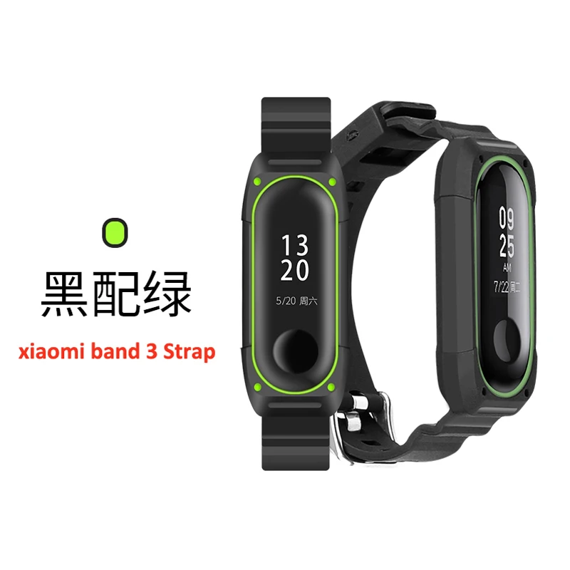 Силиконовые браслеты для Xiaomi mi, 3 ремешка, Xiao mi Band 4, NFC, умный браслет, браслет, спортивный ремешок, mi Band 3, аксессуары - Цвет: Black green