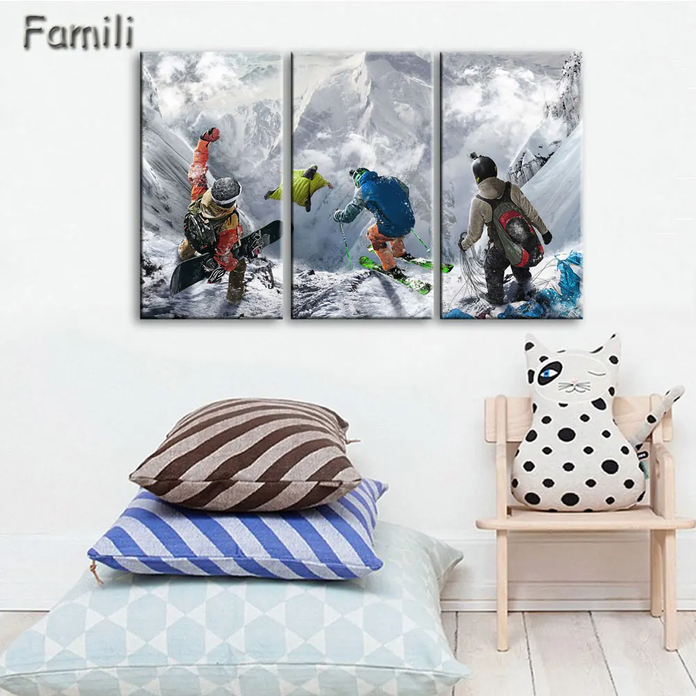 3 шт. декоративные картины на холсте без рамы|ski paintings|canvas printsposter canvas |