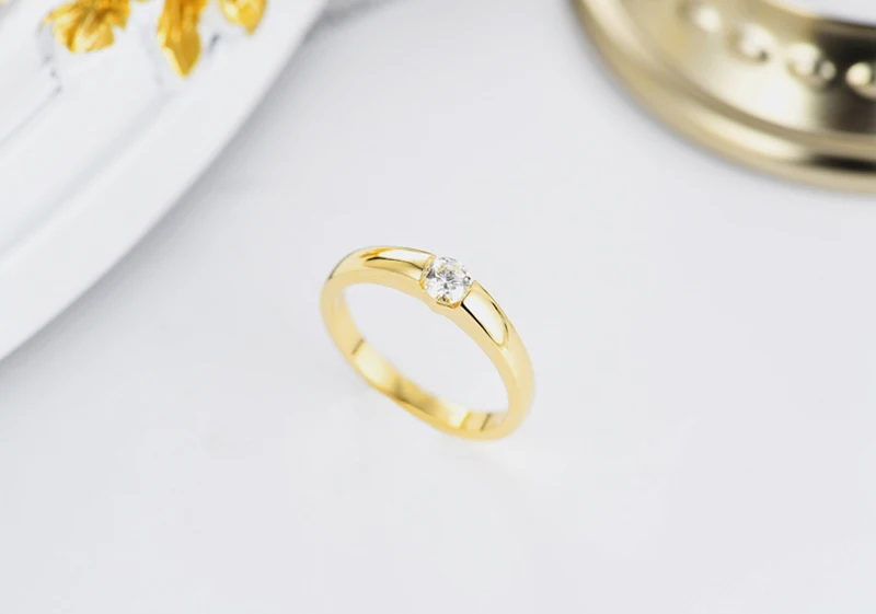 925, одноцветное серебряное Золотое кольцо, пасьянс, 1Ct, CZ, Диамант, обручальные кольца для женщин и мужчин