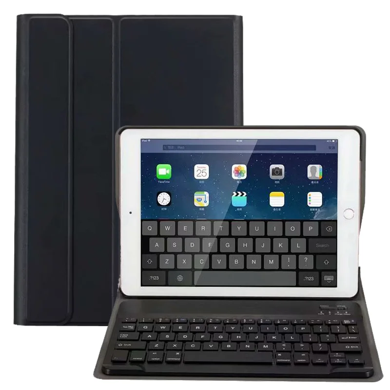 Black Чехол для клавиатуры для iPad 9,7 5th 6th Generation чехол для iPad Air/Air 2/Pro 9,7 чехол Bluetooth клавиатура Funda - Цвет: Black