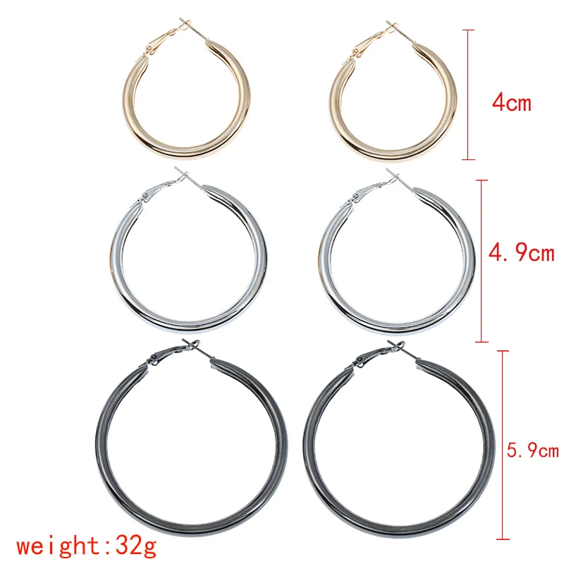 Naizhu 3 пары/набор серебряных сережек-кольце для женщин, гладкие круглые, оптовая продажа ювелирных изделий.