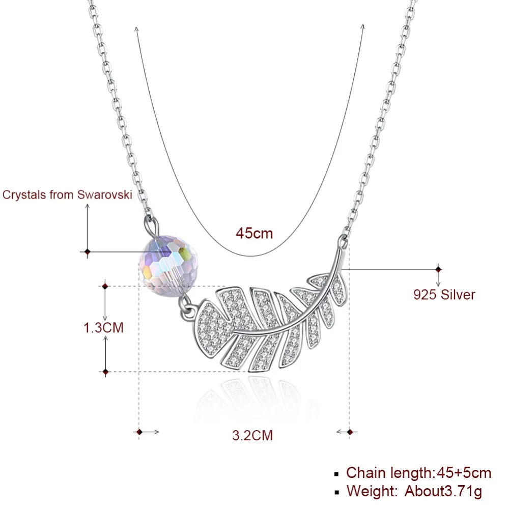 Ожерелье с подвеской в виде листа от бренда LEKANI оригинальные кристаллы Swarovski Real