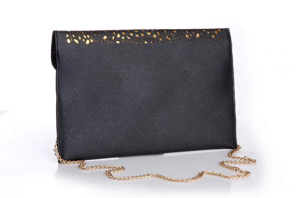 Сумка-конверт женская кожаная с цепочкой и вырезами | Багаж сумки