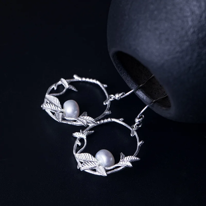 Висячие серьги с натуральным жемчугом и листьями Flyleaf для женщин оригинал 100%