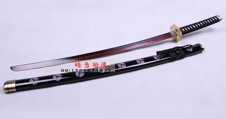 S0267 Аниме ONE PIECE RORONOA ZORO SHUSUI SWORD W/кровяной красный узор тупое лезвие 51"
