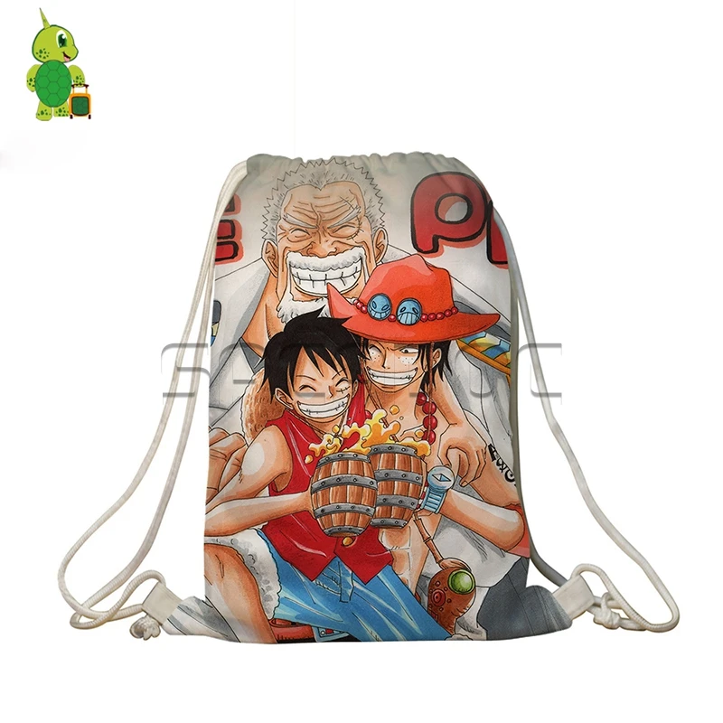 6 Аниме one piece Drawstring сумка для женщин и мужчин Softback сумки Луффи белая борода принтованные школьные сумки для подростков девочек мальчиков дорожная сумка - Цвет: 6