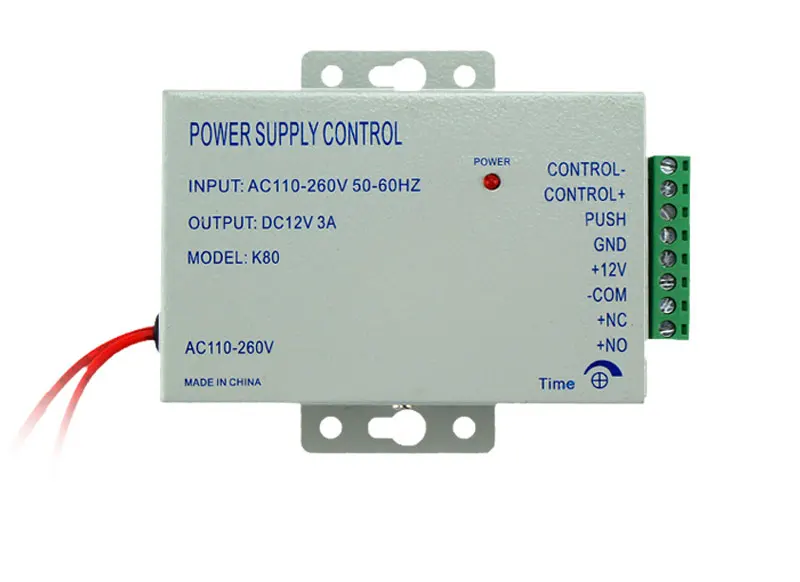 Металлический источник питания с контролем доступа DC12V/3A выход 110-260VAC входное напряжение с задержкой времени для всех видов электронный замок K80