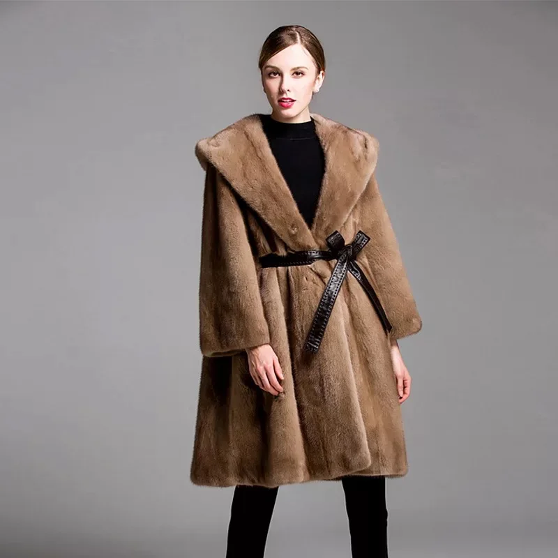 2021 брендовая роскошная женская куртка из натурального меха норки длинный стиль с