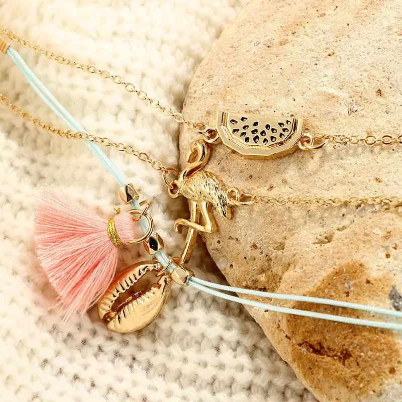 Женские многослойные браслеты в стиле бохо с кисточками животными птицами