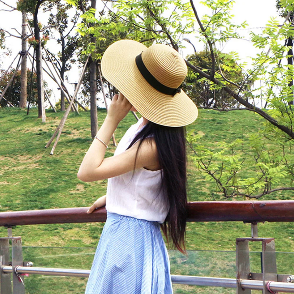 Шляпа от солнца с широкими полями Лето 2017 г. Шапки для Для женщин Панама анти УФ