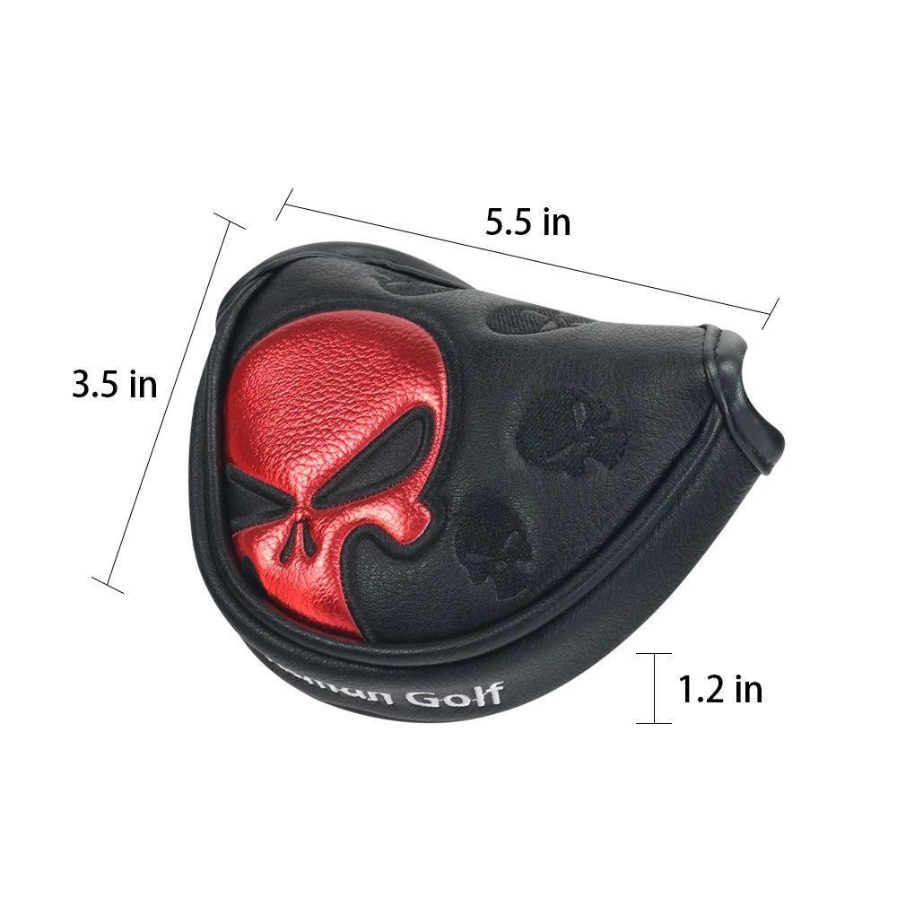 Чехол для головы Craftsman Golf Mid-Mallet Putter с красным черепом и магнитным молотком | Спорт
