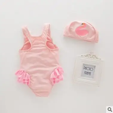 Summer Baby Girls Black Pinks Swans Swimwear+hat 2pcs Sets Swimming Suit Infant Toddler Kids SPA Beach Bathing Clothing Retail |