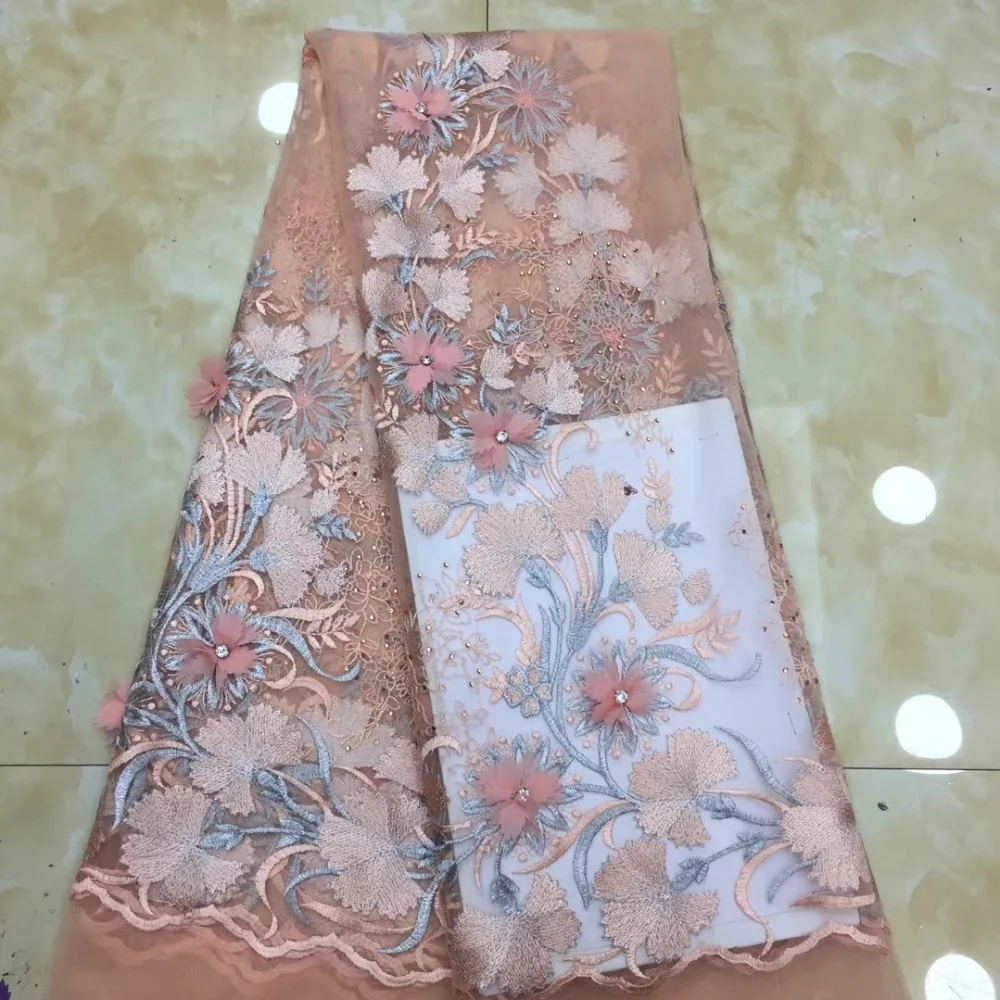 

Stylish elegance High quality 3D flowers African purple French Lace cord embroidery tulle lace fabric for big occasions