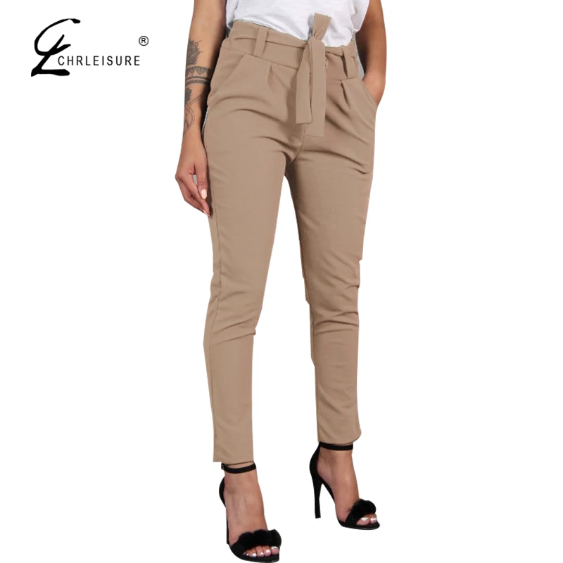 CHRLEISURE штаны шаровары на шнуровке женские брюки с высокой талией Женские