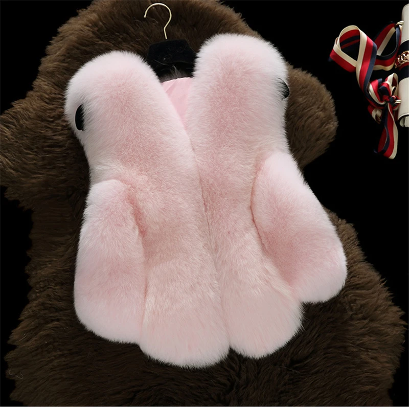 Зимняя одежда для маленьких девочек жилет из искусственного меха пальто теплый