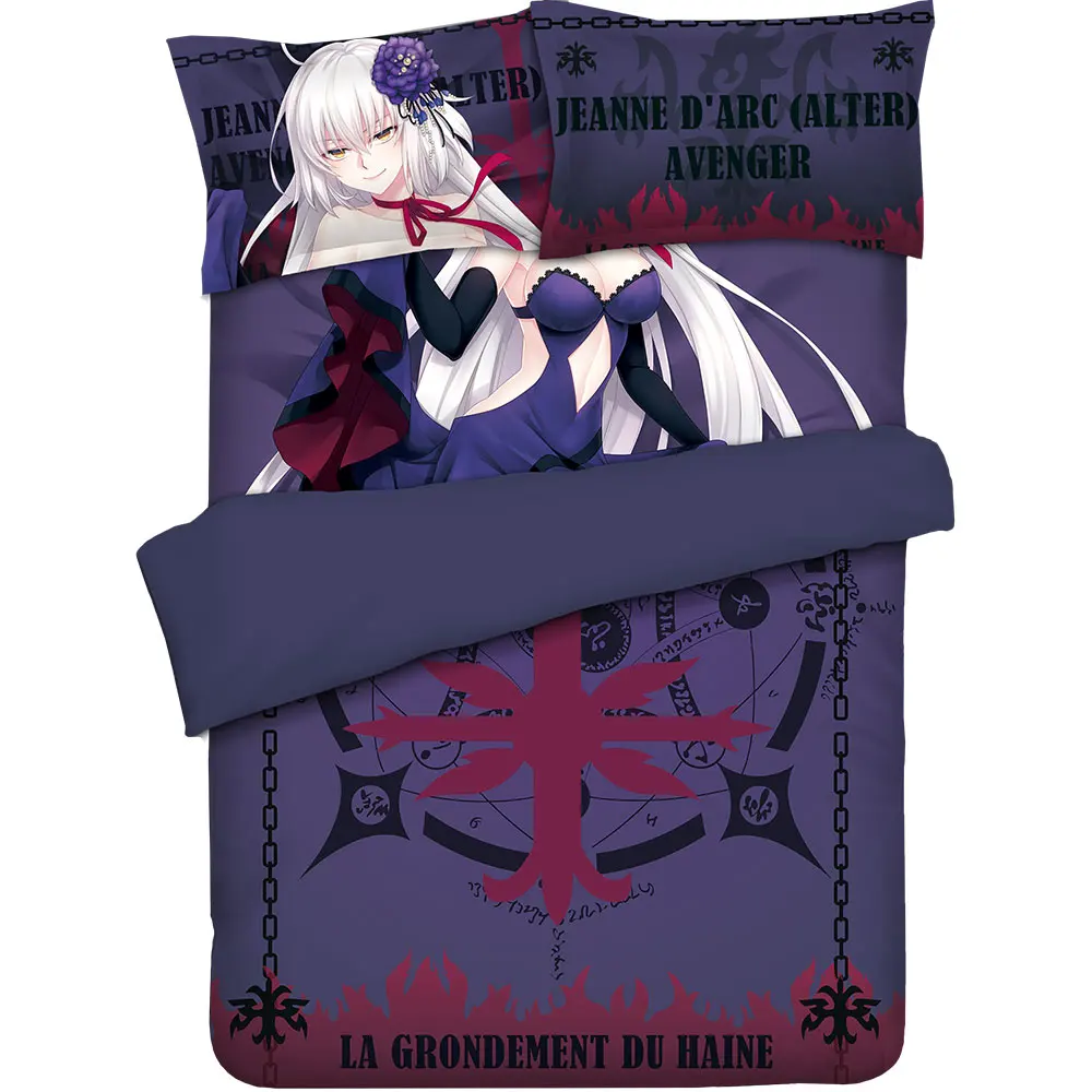 

Anime JK Game Fate Grand Order Alter Jeanne d'Arc Avenger FGO Comforter Set Bed Flat Sheet Quilt Cover Pillowcase Bedding Sets